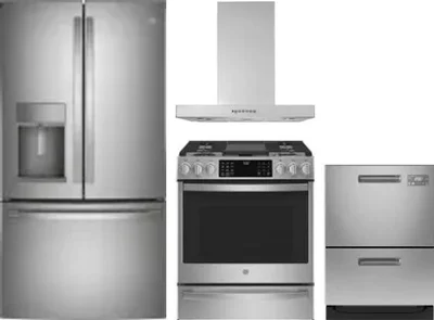 4 Piece Package Includes Refrigerator, Range, Hood And Dishwasher